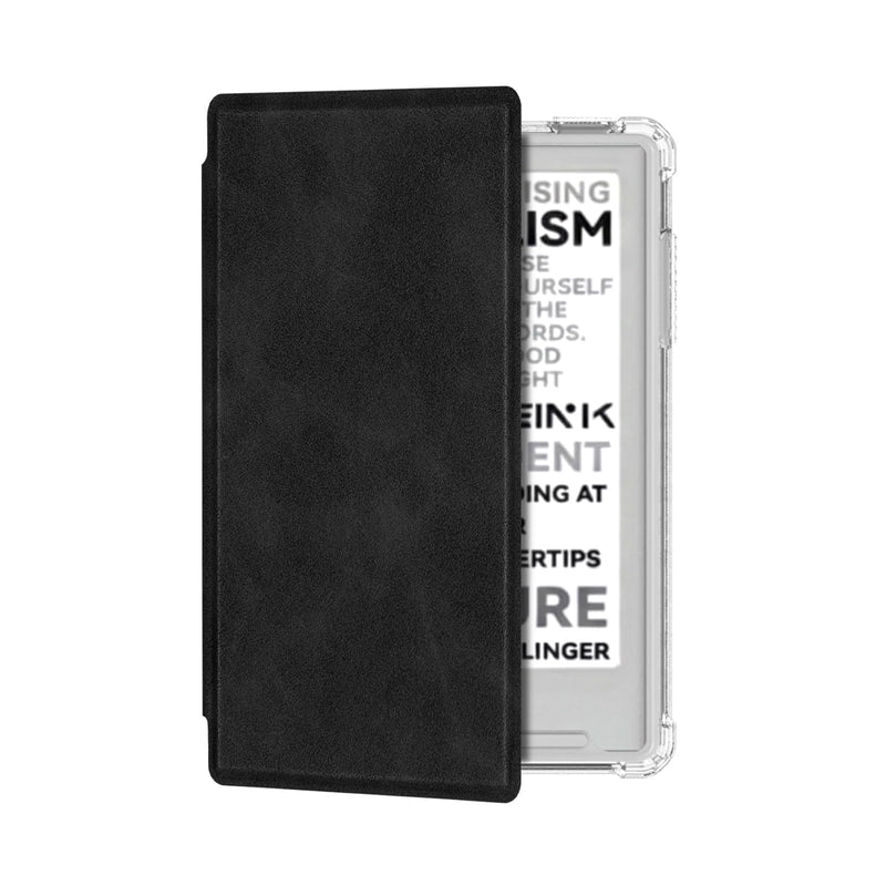 Case for Xteink X3 E-Reader,Clear Soft TPU Back Cover, Rock Black | Thin & Lightweight,Scratch Proof & Shockproof,Magnetic Closure,PU Leather Protective Cover for 3.7" Xteink X3