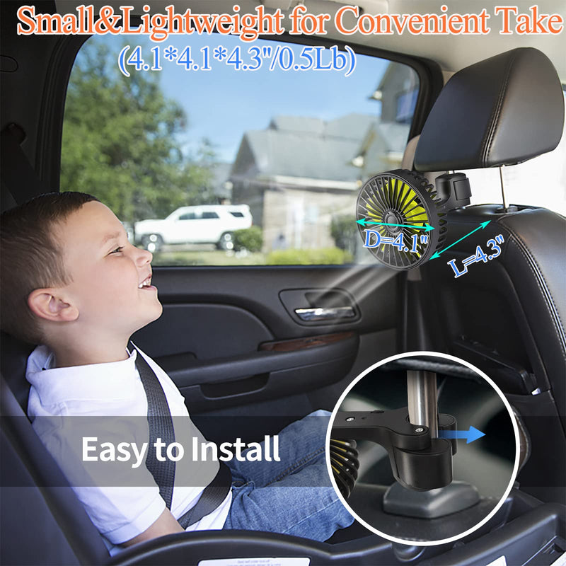 USB Car Seat Fans for Backseat Baby, Electric 5V USB Car Cooling Fan for Car Rear Seat Baby Kids Passengers(USB Powered Only, No Battery) Single Head Backseat