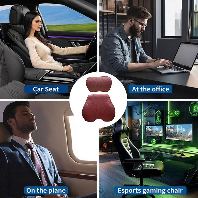 2 Packs Car Neck Pillow for BMW X3 X5 X1 X2 X4 X6 X7 1 2 3 4 5 6 7 Series Car Soft PU Leather Headrest and 100% Memory Foam Car Seat Pillow Head Neck RestCushion Accessories (Red) Red
