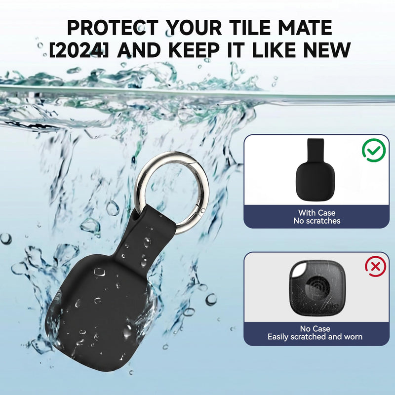 4-Pack Holder for Life360 Tile Mate 2024/2022 Tracker with Keychain | Soft Silicone Scratch Resistant Cover, Anti-Lost Case Accessories for Bag,Luggages,Keys,Pets,Dogs,Black/White/Pink/Dark Blue Black/White/Pink/Dark Blue