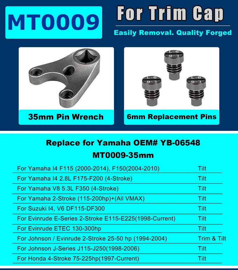 MT0004 & MT0006 & MT0009 Outboard Trim Tilt Pin Wrench Tools Set Compatible with Yamaha, Suzuki, Johnson, Evinrude, All SHOWA Trim/Tilt Units, For Seastar Steering Cylinders