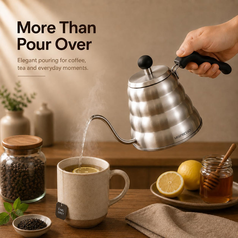 Mixpresso Gooseneck Pour Over Coffee Kettle, Barista Pour Control Design, Ideal for Coffee and Tea, High-Grade Stainless Steel 1.2 Liter 40 Oz, Induction Cooker Stovetop Kettle Stainless Steel
