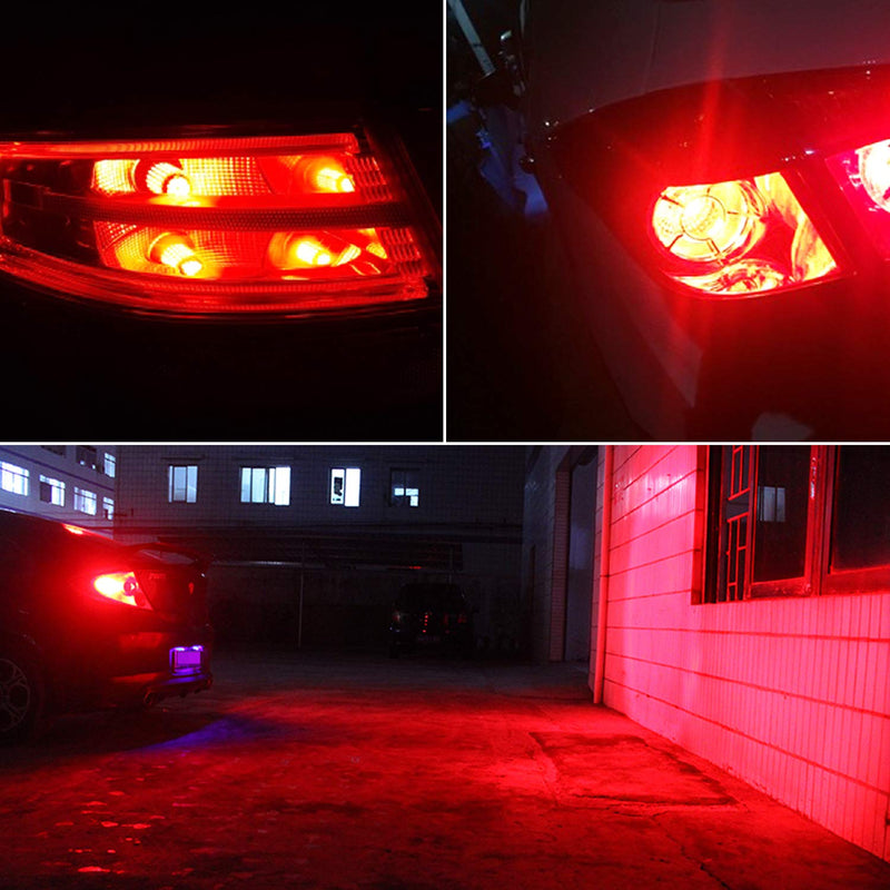 PHINLION 1157 LED Brake Light Bulbs, 2800 Lumens Super Bright 3014 103SMD 2057 2357 7528 BAY15D Red LED Bulb for Turn Signal Blinker Tail Stop Lights, Pack of 2