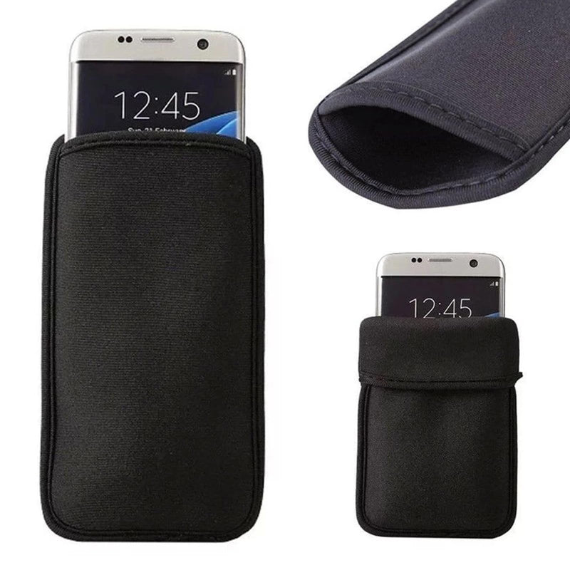 Direct-Insert Neoprene Waterproof Phone Pouch (6.3-7.2") Shockproof Scratch-Resistant Black