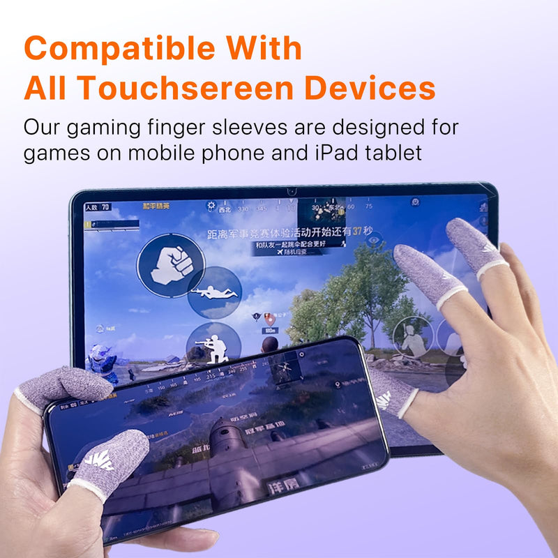 JWH 16 PCS Mobile Gaming Finger Sleeves for Dedales Gamer Profesionales Silver Fiber Thumb Sleeves with Pubg Controller Anti Slip Sweat Proof Finger Gloves with High Sensitivity Touchscreen for FPS 8XRose red+8XPurple+Box+Triggers