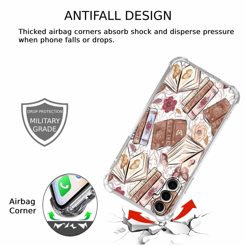 Case for Samsung Galaxy S26 with Aesthetic Design,Vintage Butterfly Brown Book Pattern,Clear Slim Soft TPU Bumper Phone Cover,6.3”(Butterfly,Sx26)