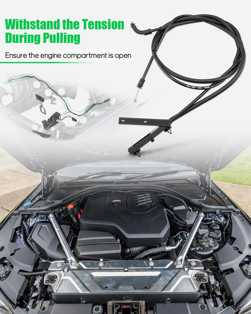 Front Engine Hood Release Cable Wire Fit for BMW 320i 328d 328i 330i 335i 340i 428i 430i 435i 440i M2 M3 M4, Replacement 51237411315 51237396161 51237239240 Front