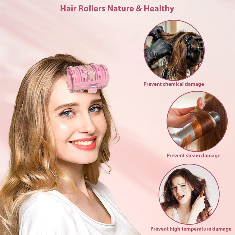 Hair Roller,2 Pcs Hair Curlers Rollers With Clips,Daily Use Rollers for Hair Curling Volume,Self Holding Hairs Curlers No Heat for Long & Short Hair,Fringe Roller DIY Curling Tool Curls for Styling