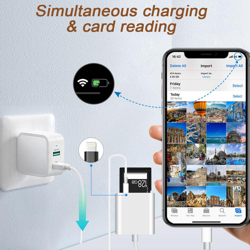 SD Card Reader USB-C, Support SD/TF Card Reader for Android Phone | Plug and Play, Supports up to 512GB Memory Card