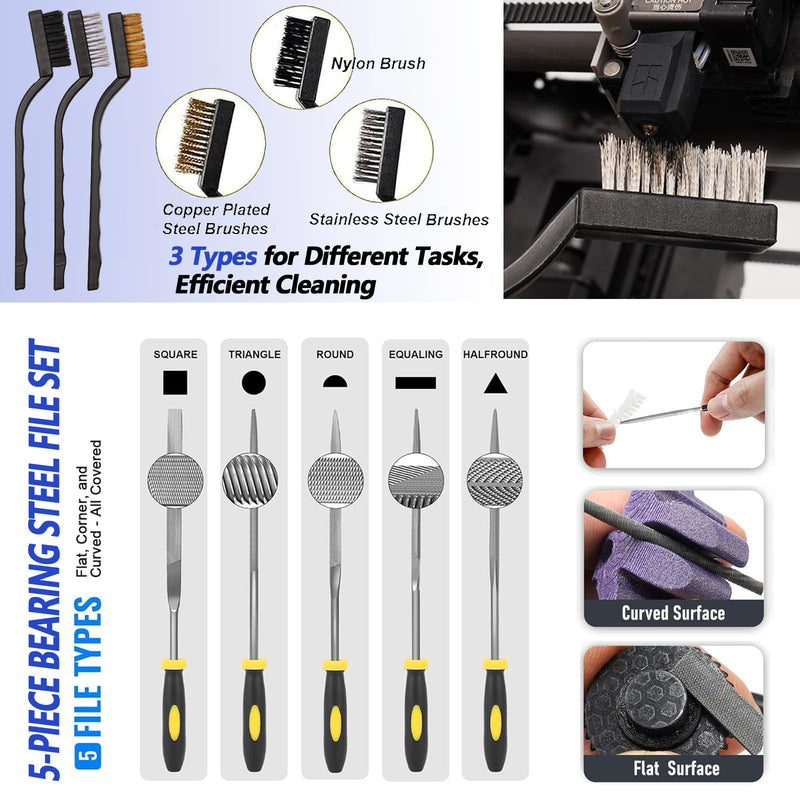 82Pcs 3D Printer Tool Kit w/Case for Bambu Lab, Creality, Anycubic, Flashforge FDM | 3D Printer Accessories w/PTFE Cutter, Scrapers, Files, Brushes, Drill, Tweezers, Nozzle Cleaner 82