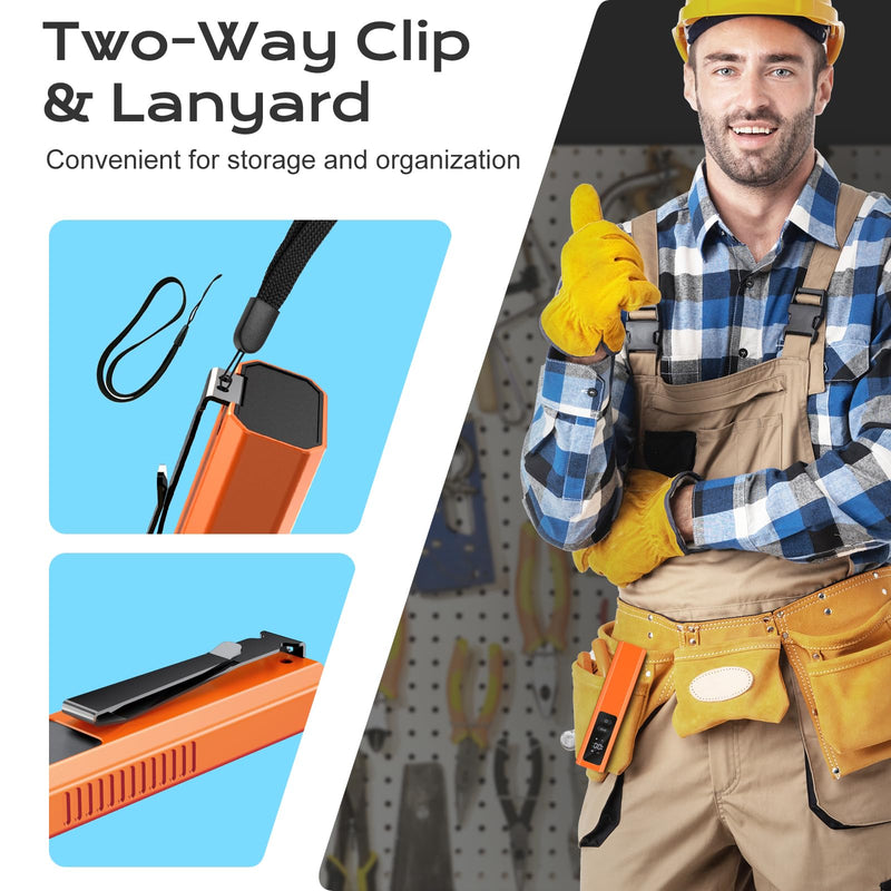 EDC Flashlight 4 in 1 Pocket Magnetic Slim Flat Flashlight High Lumens Work Light with Green Beam & UV Light & Warning Light Combo EDC Rechargeable LT-010 (Orange Color) Orange