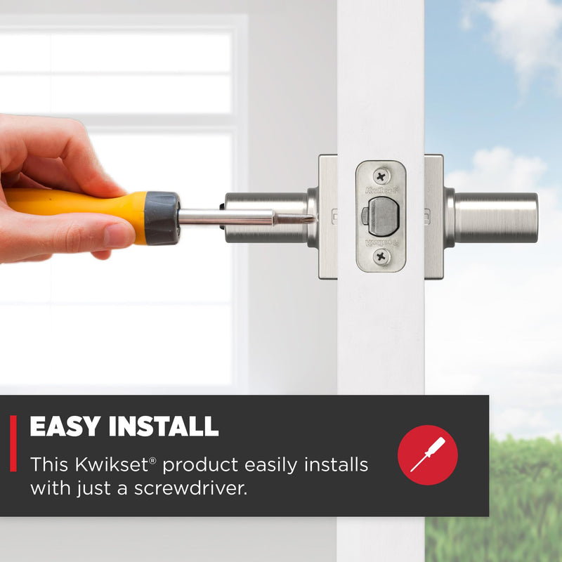 Kwikset Casey Entry Door Handle with Lock and Key, Secure Keyed Reversible Lever Exterior, For Front Entrance and Bedrooms, Satin Nickel , Pick Resistant Smartkey Rekey Security and Microban 1 Pack Keyed Entry