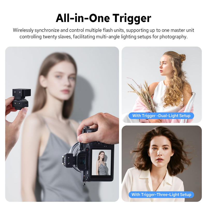 T1 2.4G Wireless Mini Flash Trigger for Canon Nikon Sony DSLR Cameras Wireless Flash Trigger Transmitter and Receiver for Camera Flashes，Tiny Trigger,Full Light Control