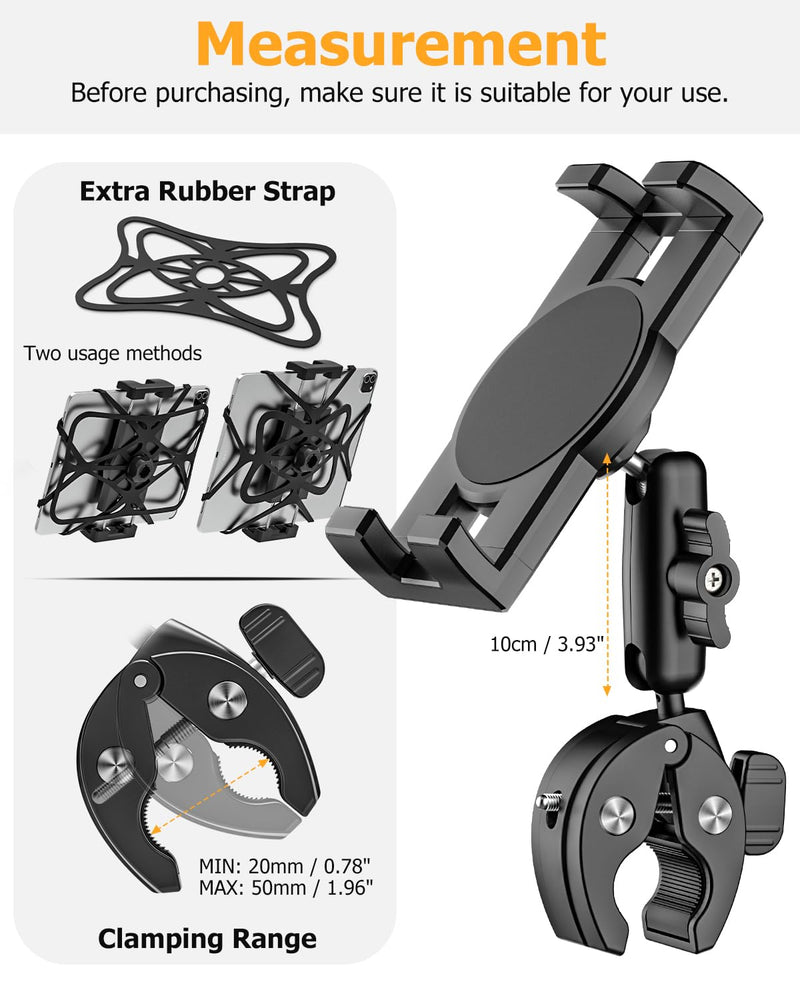 Tractor Tablet Holder Handlebar - Durable Metal & Anti-Shake | Tractor Accessory Pole Bar Tube Mount Clamp for Excavator Harvester Skid Steer Loader, Fit for Tablets, iPads, Phones, 4-13"