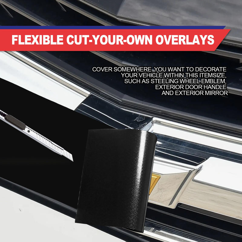 Compatible with 11.8" x 4" 3PCS Chevy Bowtie Emblem Logo Stickers Cut DIY Decals, 3 Pcs Universal Logo Overlay Black