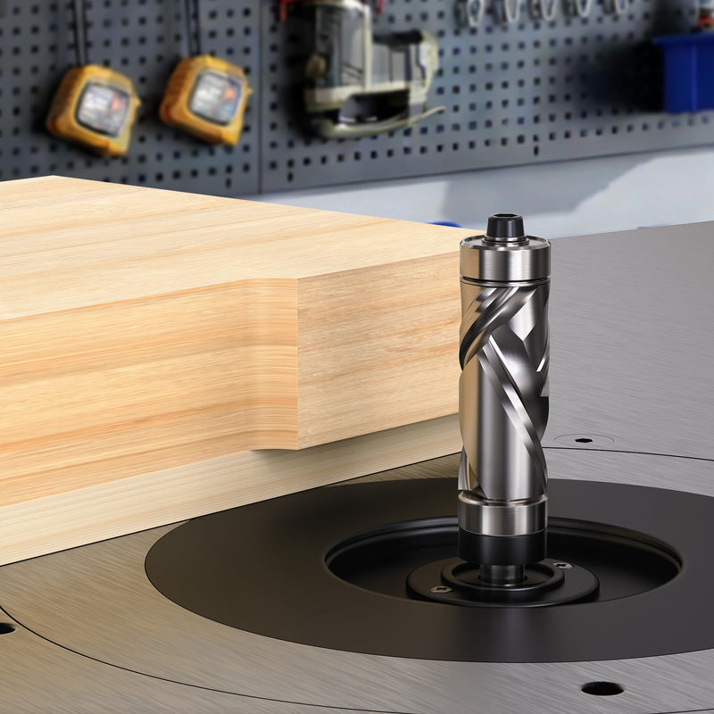 Top and Bottom Bearing Flush Trim Router Bit 1/4 Shank, 1/2" Cutting Diameter, 1-1/8" Cutting Length, Up&Down Compression Cut, Carbide Spiral Pattern Template Bit for Wood Trimming Top&Bottom Bearing Up&Down Cut 1/4"x1/2"x1-1/8"