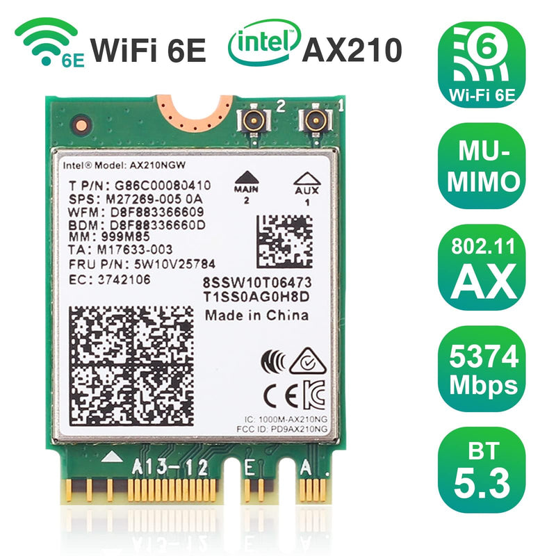 EDUP WiFi 6E Wireless Card Intel AX210 NGW Bluetooth 5.3 5400Mbps Tri-Band 2.4Ghz/5Ghz/6Ghz Network Adapter for Laptop Support Windows 10/11 (64bit) M.2/NGFF