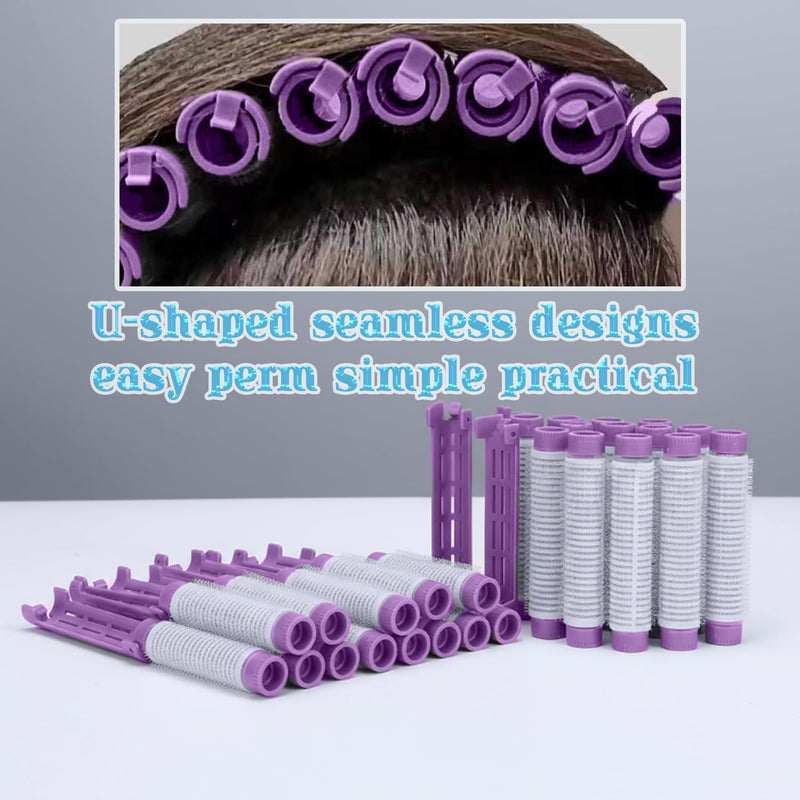 20pcs Hair Rollers Perming Rods, Fluffy Plush Hair Rollers Curler(Purple) | Plastic/Resin Perm Rods With Plush Lock Design For Comfy, Salon-Style Waves & Curls At Home Medium Purple 1 count (Pack of 20)