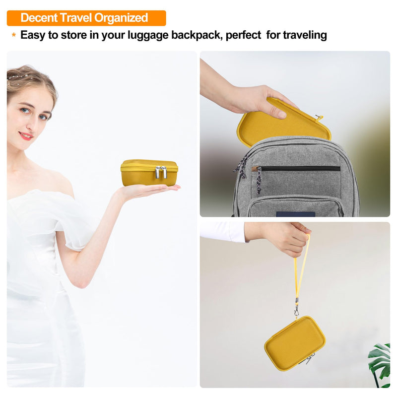 Elonbo Carrying Case for Makeid Label Maker Machine, Makeid L1 Portable Bluetooth Label Printer Handheld Label Printer Storage Holder Bag, Extra Mesh Pocket Fits Label Paper Cable, Yellow