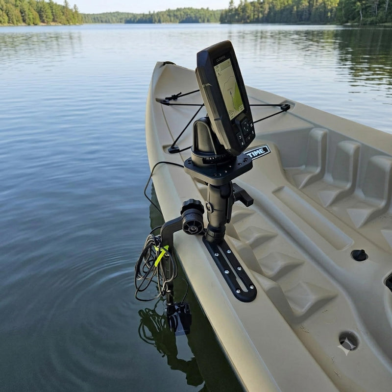 Kayak Fish Finder Mount with Transducer Mounting Arm, 1.5" Ball Marine Electronic Mount for Boat Track, Universal Mounting Plate, Compatible with Scotty, Lowrance, Garmin Fish Finders