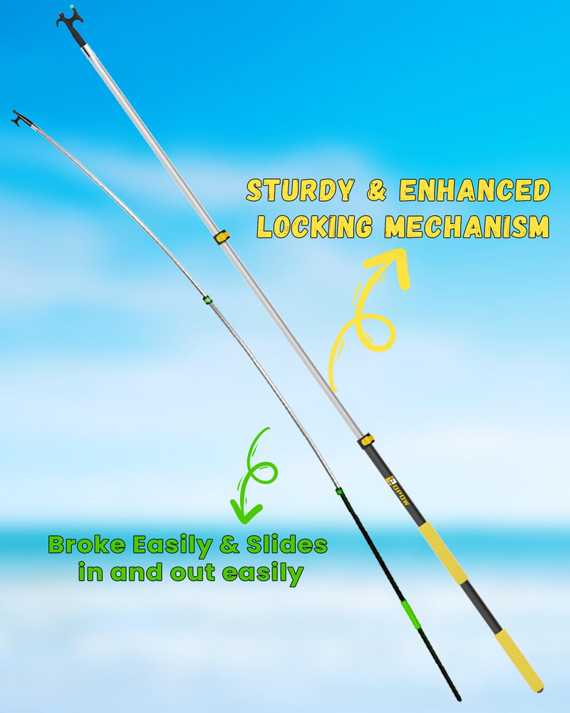 Telescoping Boat Hook - Durable Docking Pole with 3-Stage Aluminum Extension - Lightweight Marine Push Pole for Boat Docking, Mooring & Water Retrieval 3 Feet