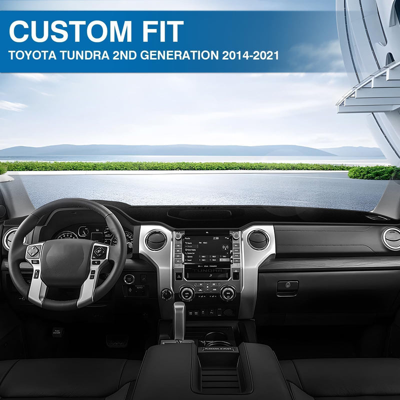 KUST Car Dash Cover for Toyota Tundra 2014-2020 2021 (SR, SR5, Limited, Platinum, 1794) Non-Slip Polyester Center Console Dash Cover Interior for Tundra Accessories Custom Fit Dash Mat No Glare Black For | Toyota Tundra 2014-2021