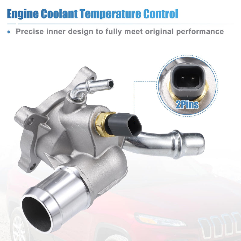 uxcell Engine Coolant Thermostat Housing Water Inlet Assembly for Chrysler 200 for Dodge Dart for Jeep Cherokee 2.4L No.5047772AB/5047263AB Integrated Thermostat Housing Assembly W/Sensor