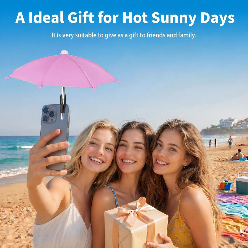 3 Pack Phone Umbrella for Sun, Cell Phone Shade with Clip, Protects from Sunlight, Glare, Rainproof, Suitable for Outdoor Activities(Black+Blue+Pink)