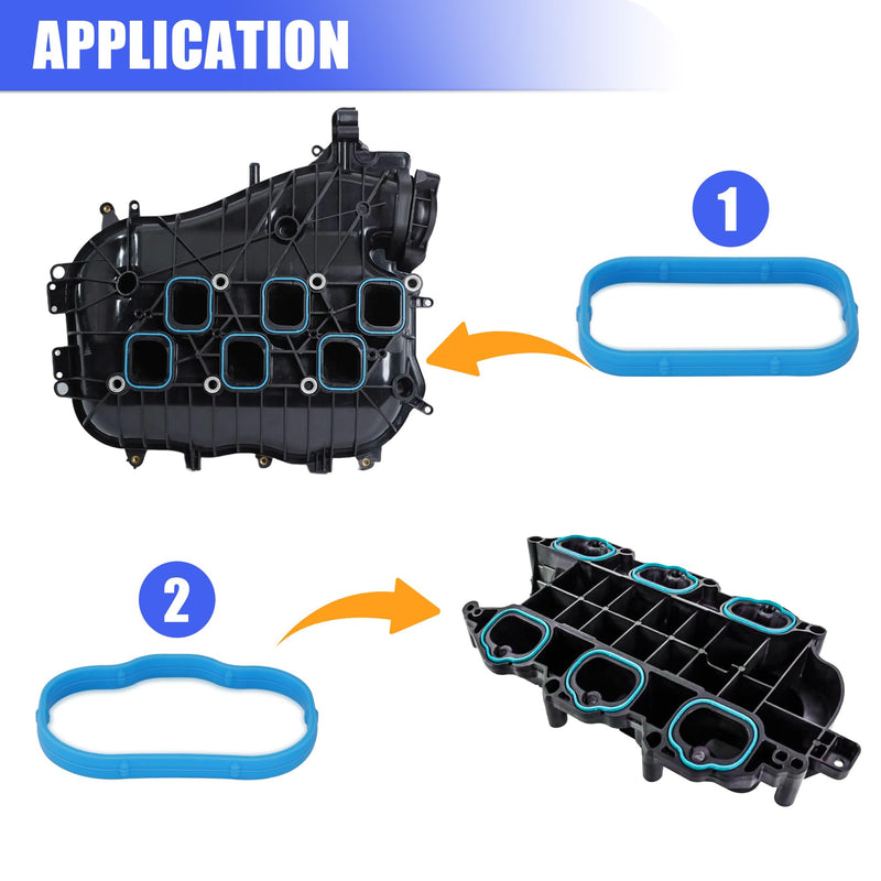Sorello Engine Intake Manifold Gaskets Lower & Upper Gasket Plenum Set Compatible with Chrysler Dodge J-eep Ram 3.6L 2011-2019 - Replace MS97204 MS97205
