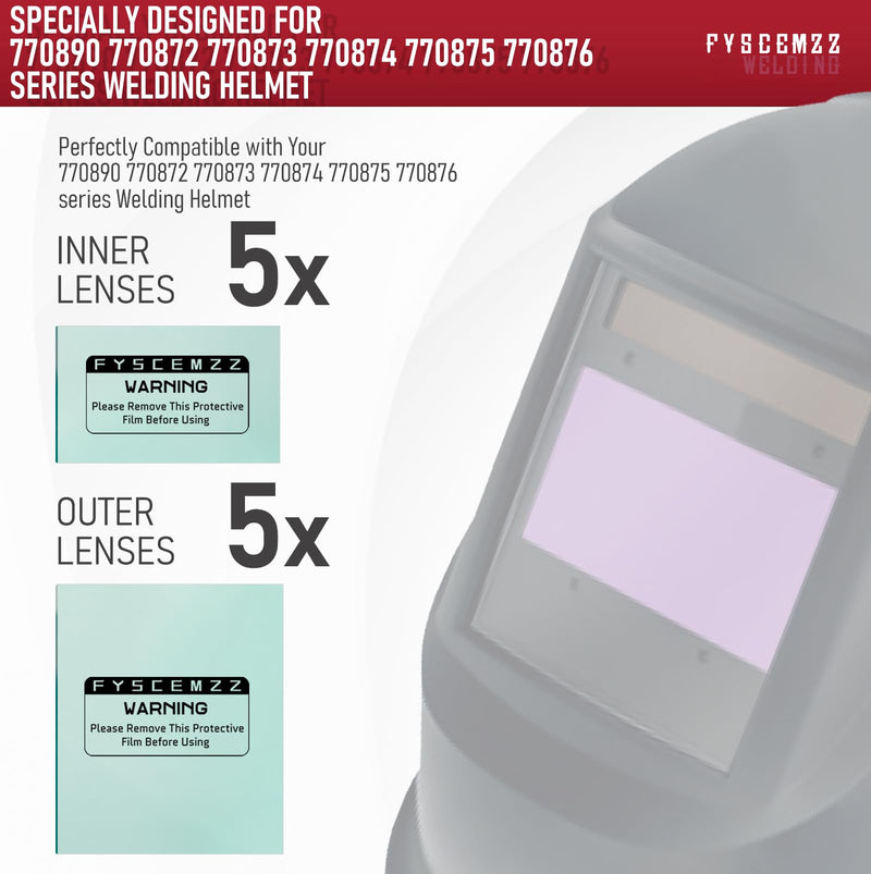 10PCS - 770858 Replacement Welding Helmet Clear Lens Kit for Inner and Outer Protective H-770858