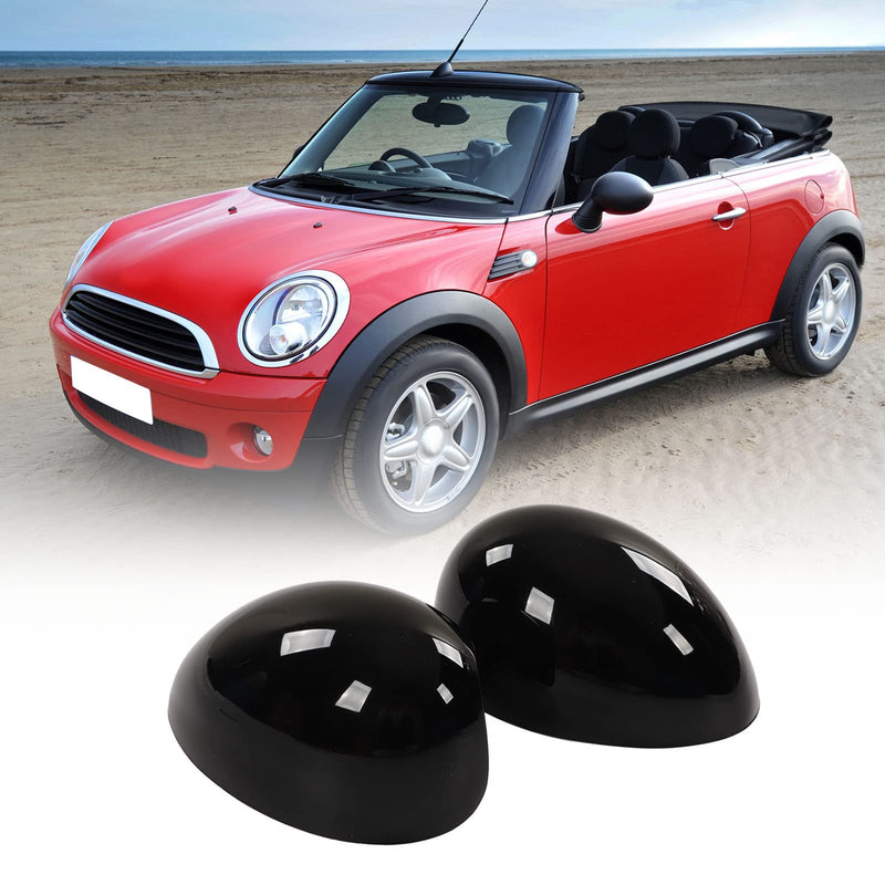 2PCS Side Mirror Caps, Left Right Glossy Black Rearview Mirror Covers Car Exterior Body Tuning Parts for R55 R56 R57 R58 R59 R60 R61