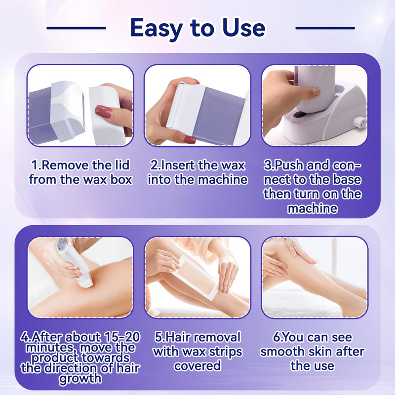 Electric Roll On Wax Warm Machine, Body Waxing Coarse Hair Removal Cartridge Melting Waxing Machine Wax Roller Wax Heater with Base for Home and Salon (3 seats) 3 seats