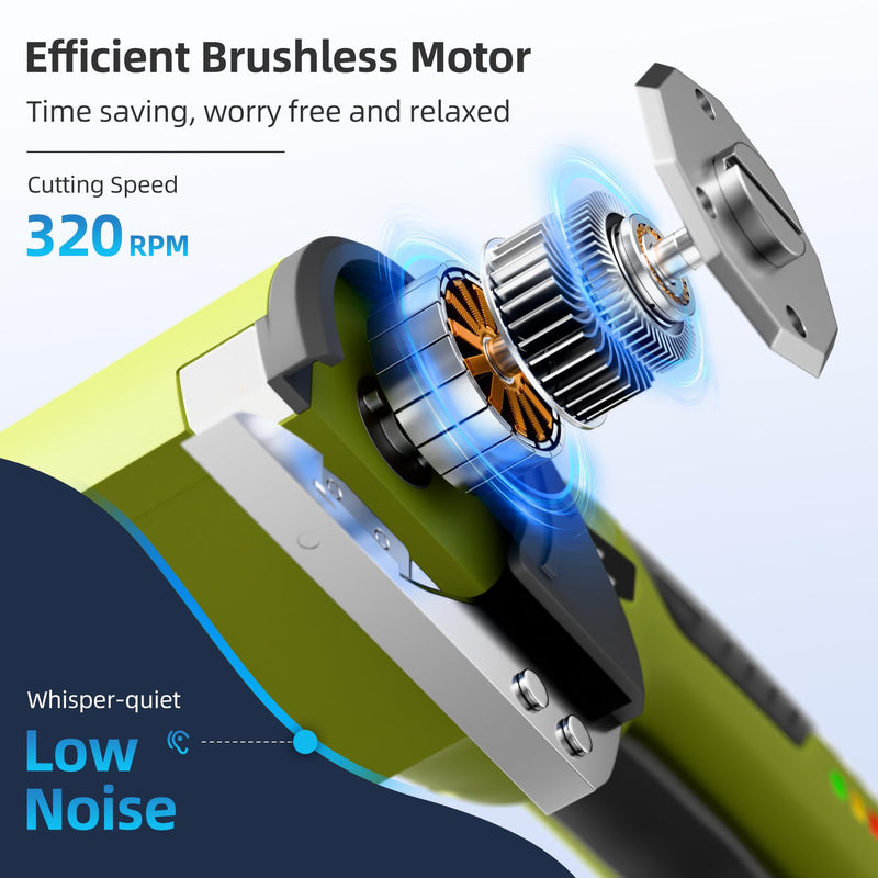 Cordless Electric Cutter, 4V Rechargeable Scissors Box Cutter with 2 Rotary Blades, USB Cable,Storage Bag, Safety Lock & LED Light, For Cardboard, Fabric, Plastic, Leather, Carpet, Packaging, DIY
