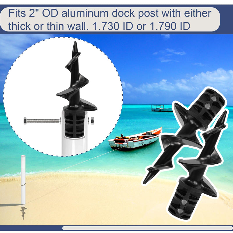 2 Pack Dock Sand Auger for PVC Tubing Sandbar Anchor Securing Your Boat with Ease Fits 1.730" I.D. or 1.790" I.D PVC,Replace Sand Dock Auger Boat Anchor(with 2 Screws)