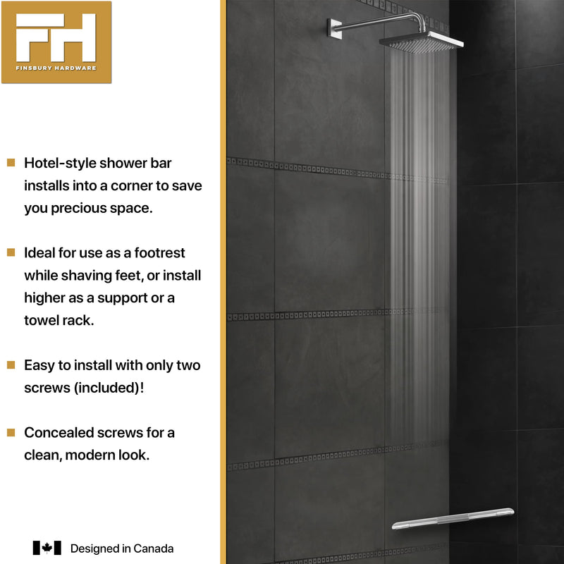 Shower Foot Rest, Corner Shower Bar for Shaving Legs, Wall Mounted Hotel Shower Foot Ledge, Brass Bar Bathroom Foot Step (Satin Nickel) Knurled Satin Nickel