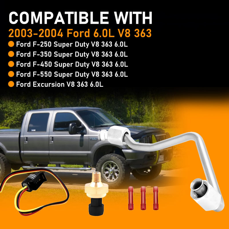 Exhaust Back Pressure EBP Tube Sensor and Wire 3C3Z9D477BA 598-113 1840078C1 Compatible with Ford 6.0L Powerstroke Diesel 2003-2004 2003-2004 6.0L