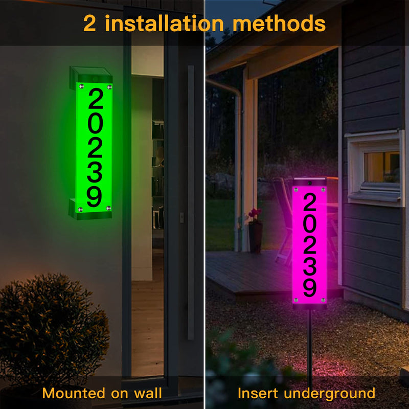 Solar House Numbers for Outside, GOSUNWEY Solar Address Signs for Yard with Stakes Waterproof Lighted House Number Sign, Solar Powered LED Address Plaque Solar House Numbers for House Mailbox Street 1 Pack