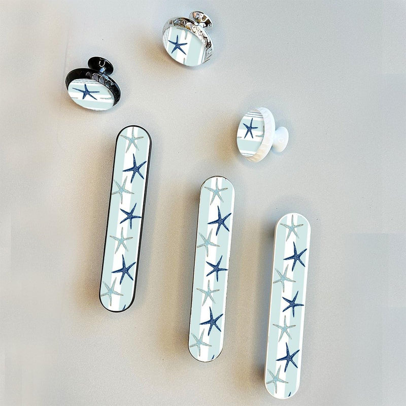 4 Pack Blue Starfish Cabinet Pull 3-3/4 Inch (96 mm) Center to Center White Cabinet Handles Unique Drawer Pull Bathroom Drawer Handle Kitchen Cabinet Hardware