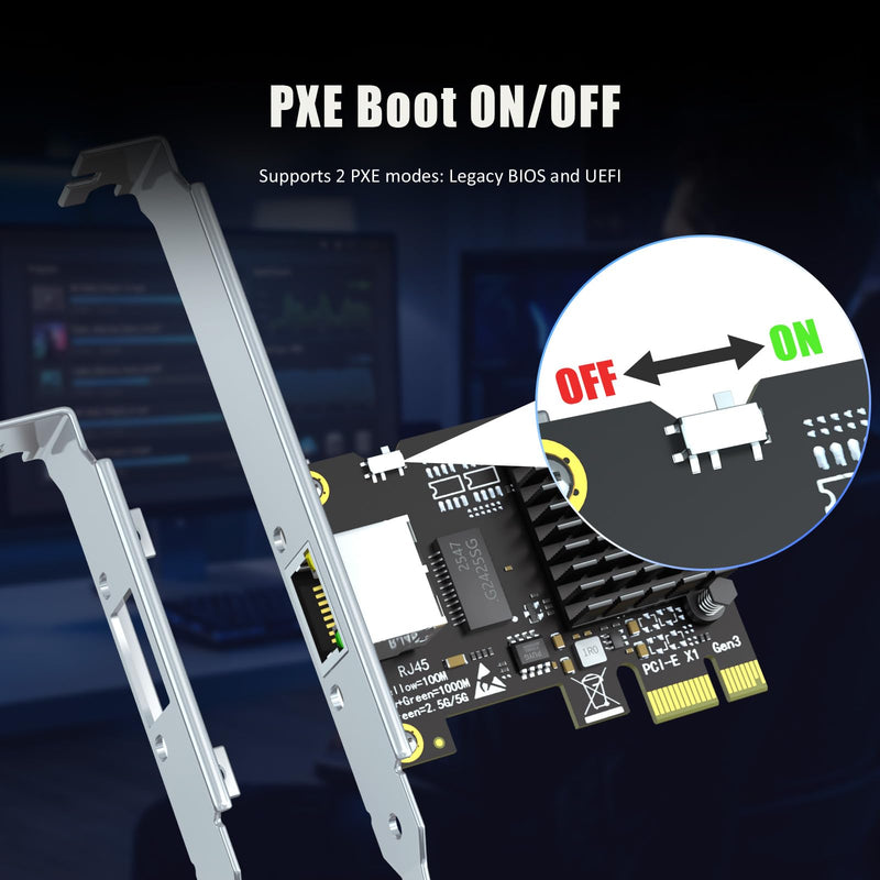 GLOTRENDS LE8126P 5Gb PCIe Network Card for Desktop PC/Server, RJ45 Port, WOL, PXE Legacy BIOS and UEFI