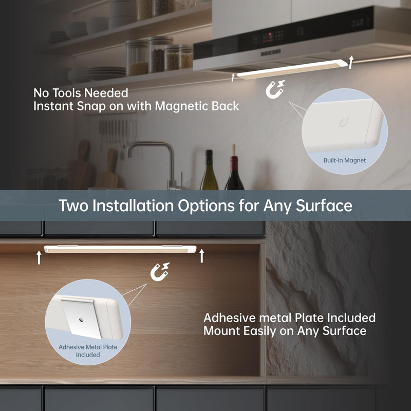 15 Inch Under Cabinet Lighting, Expandable LED Cabinet Light with Sensor Controls, Adjustable Color Temperature & Brightness, Wireless Magnetic Installation 15 Inch