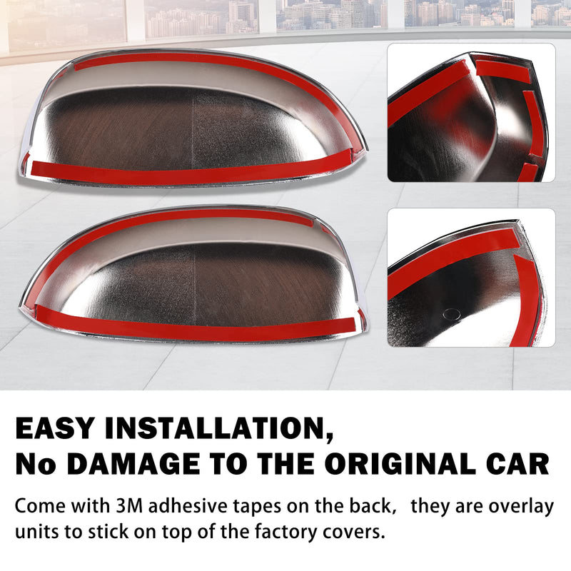 Chrome Side View Mirror Covers Caps Top Half Compatible with Chevrolet Silverado Tahoe Suburban Avalanche, GMC Sierra Yukon Cadillac Escalade 2007 2008 2009 2010 2011 2012 2013 2014