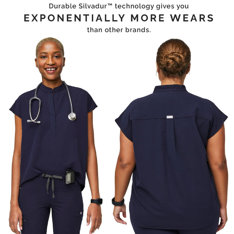 FIGS Rafaela Oversized Scrub Top for Women — Navy Blue, S