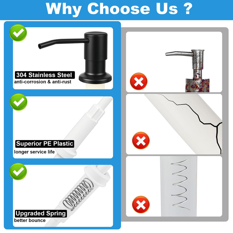 2-Pack Stainless Steel Soap Dispenser for Kitchen Sink, Built-in Kitchen soap Dispenser Kit with 47" Extension Tube, Check Valve,Multiple Sealing Plugs, No More Frequent Refills Brushed Nickel 2