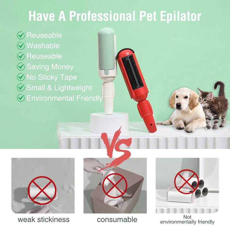 71Nmly 2pcs Pet Hair Remover Roller,Reusable Animal Hair Remover Brush,Pet Fur Remover for Dog Cats,Easy to Clean Fixed Areas Pet Fur for Bedding,Sofa,Carpets, Furniture, Clothes etc Red+Green