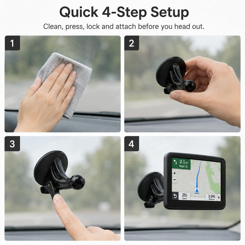 2 Pack GPS Car Mount for Garmin, Windshield Dashboard with Strong Suction Cup, 17mm Ball Mounting Pattern Replacement for Garmin Nuvi, Drive, DriveSmart