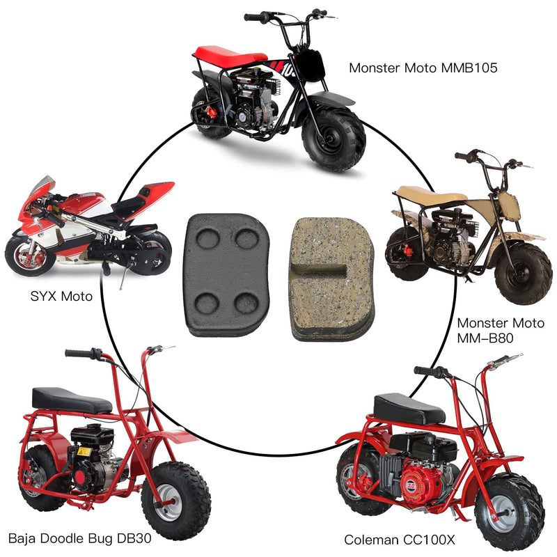 YOXUFA Mini Bike Brake Pads Disc Brake Pads for 79cc 97cc 100cc Coleman CT100U CC100X Baja Doodle Bug DB30 Motovox MBX10 Monster Moto MMB80 MMB105 49cc SYX Moto Mototec Pocket Dirt Bike ATV Parts 12