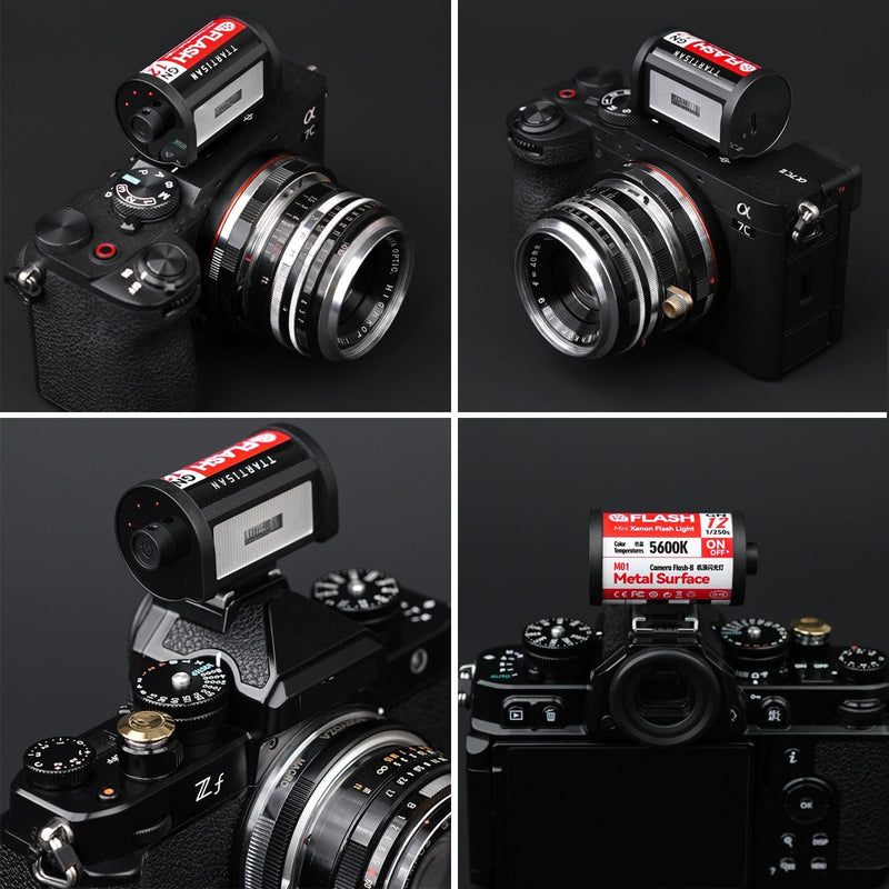 TTARTISAN M01 Mini Speedlite Camera Flash, GN12, 5600K ±200K, Built-in Battery, 4 Power Levels, Hot Shoe Fill Light for Canon, Fuji, Sony, Nikon, Leica, Pentax, Olympus