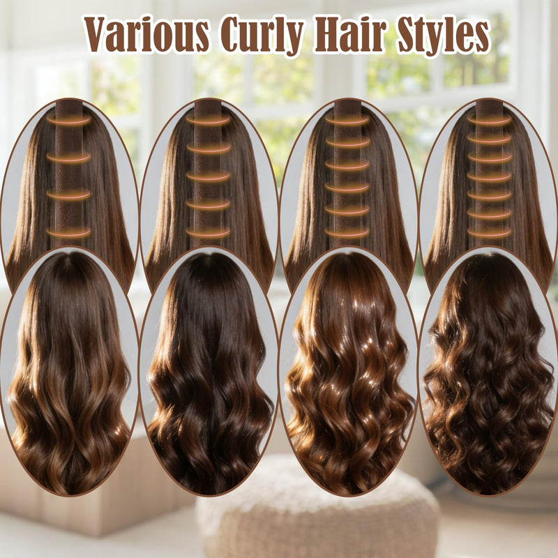 Heatless Curling Rods 3PCS, No Heat Hair Rollers with Satin Bonnet, Overnight Flexi Bars for All Hair Types(Brown) Brown