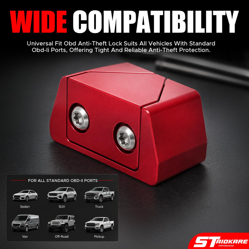 OBD II Port Lock Aluminum Alloy Anti-Theft OBD Port Locking Tool Security Lock with Key for Standard OBD-II Vehicles