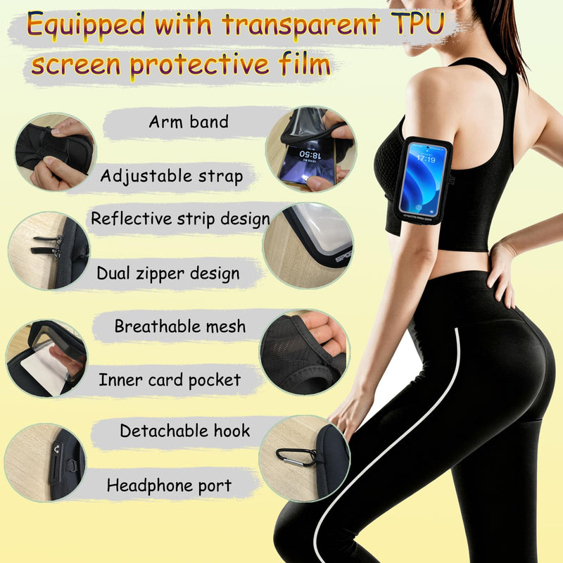 Wristband Phone Holder for Running, Forearm Armbands, Running Armband with Card Slot for iPhone Pro Max Plus (16/15/14/13/12/11/X/XR) Galaxy S24/S10, Cell Phone Armband Up to 7.0'' Phone